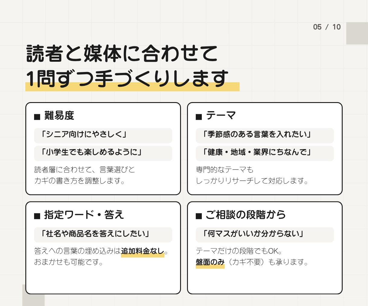 販促・会報・イベント用《懸賞クロスワード》作ります 実績100件+｜商用利用OK。連載も特急もプラチナ作家が対応 イメージ5