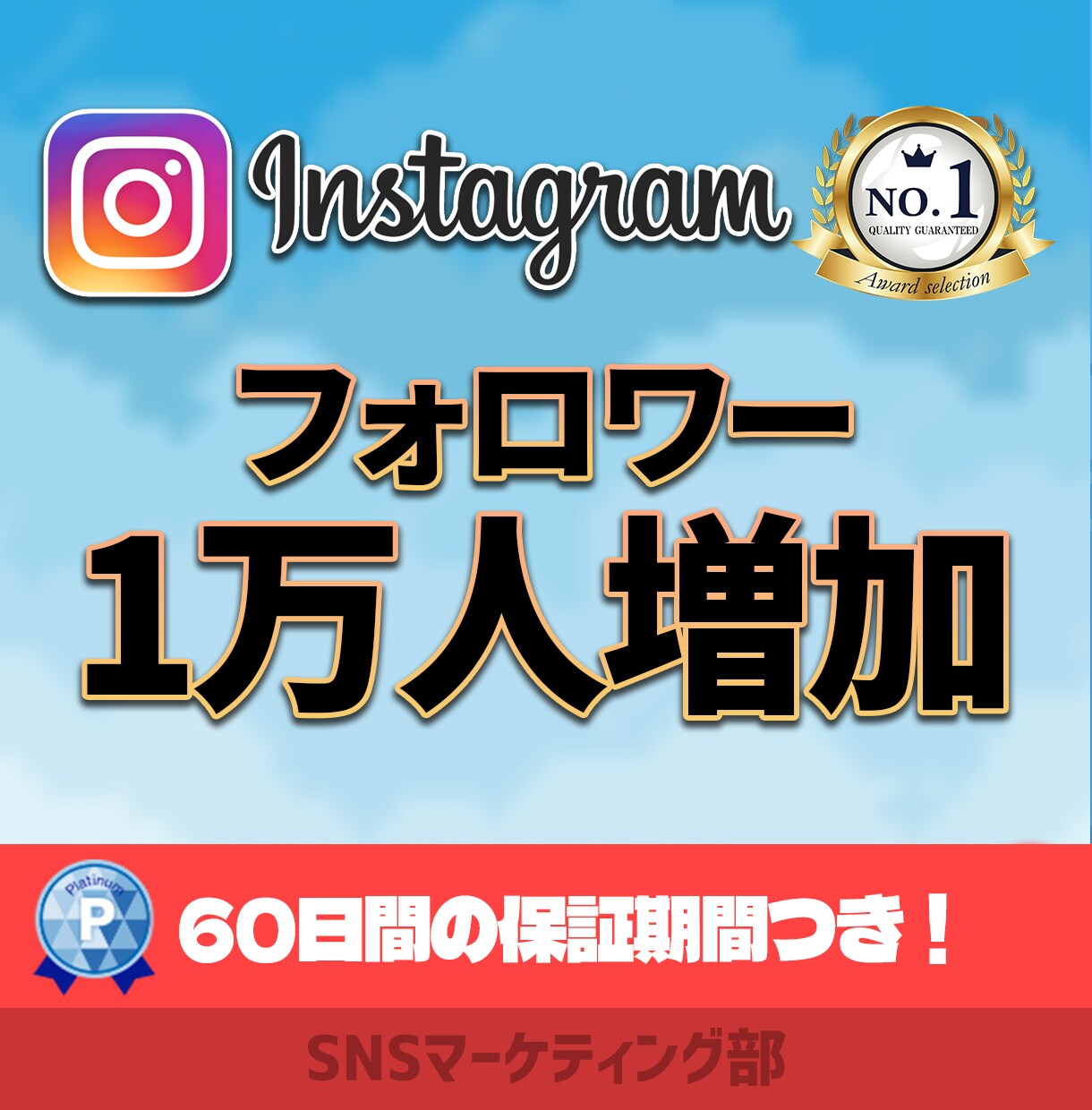 インスタのフォロワー+1万人増やします ☆振り分け可／６０日減少保証