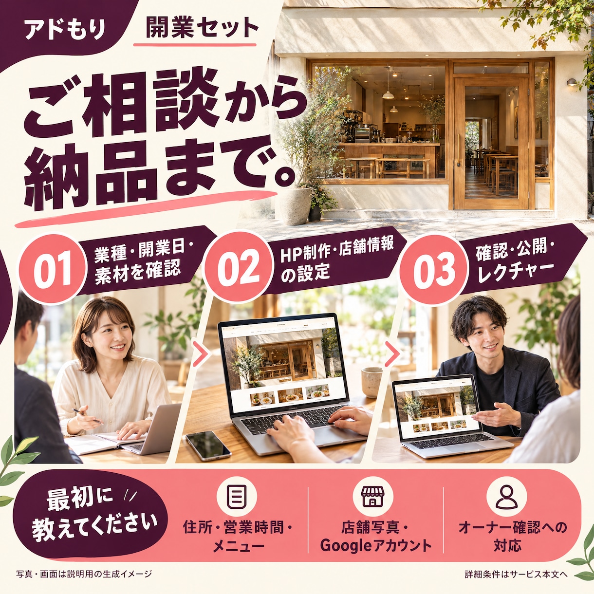 開業セット｜HP＋Googleマップ設定を作ります HP・Googleマップ・AI活用60分を開業前にまとめて イメージ4