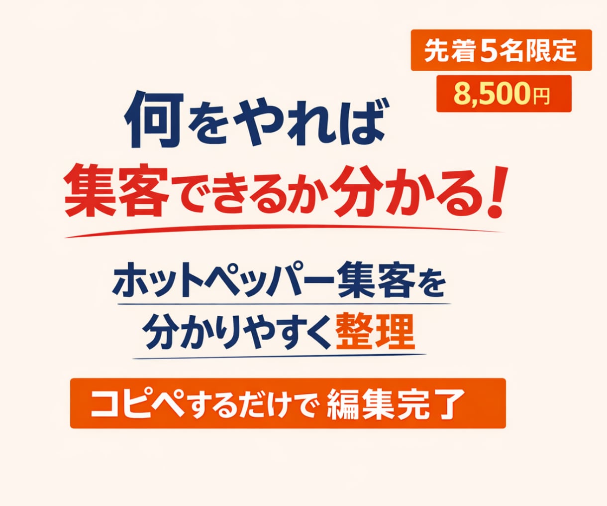 何をやれば集客できるか分かる！集客方法作成します ホットペッパーのデータだけでやるべき集客方法の全てが分かる♪ イメージ1