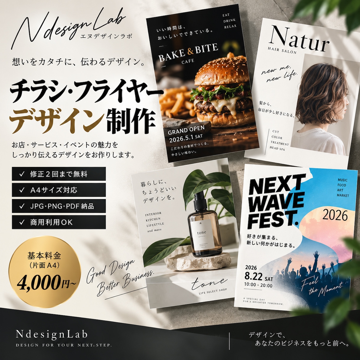 集客につながる店舗チラシを制作します お店の魅力が伝わる、目を引くデザインをご提案します イメージ1