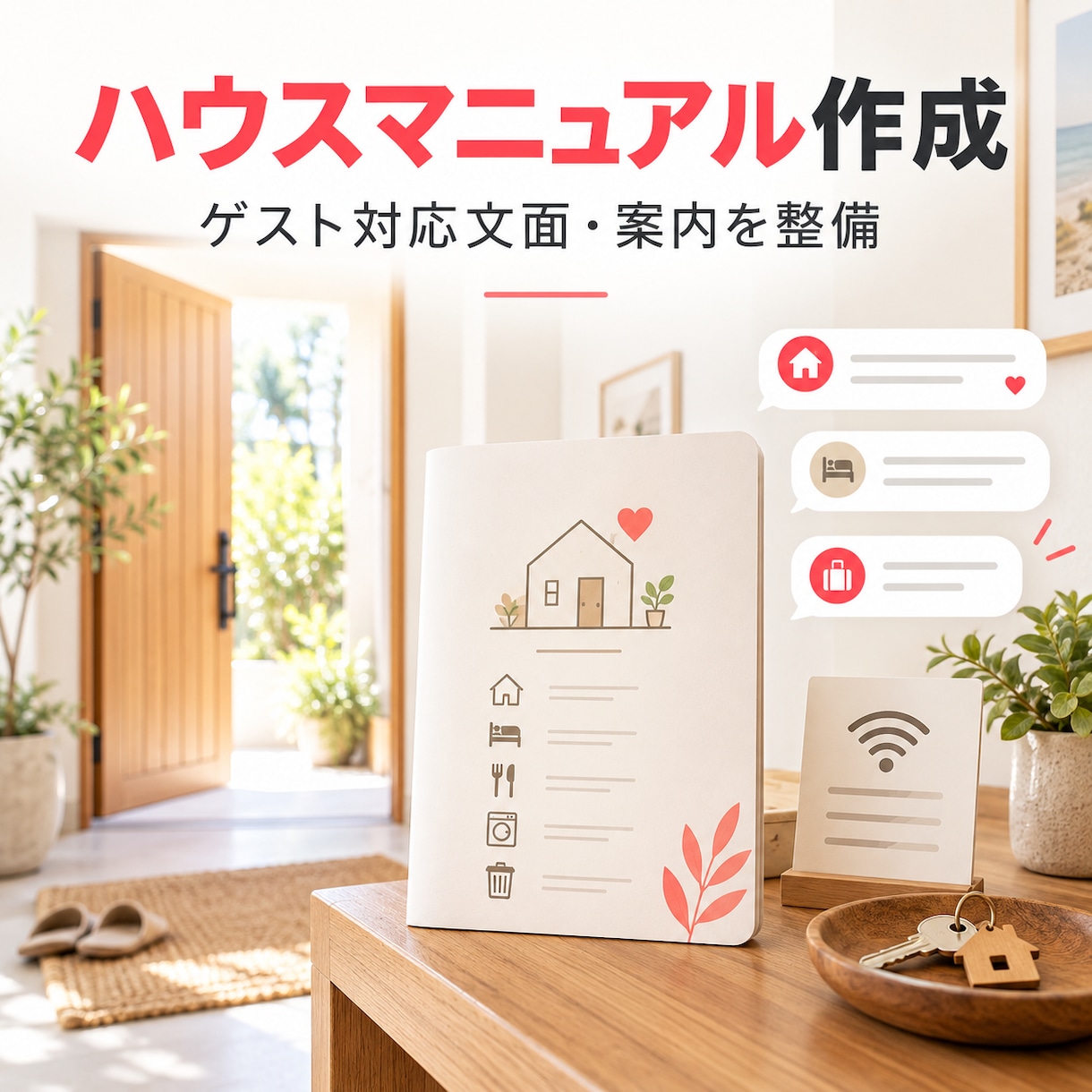 民泊ハウスマニュアルとゲスト文面を作成します チェックインから退室まで迷わない案内を整備 イメージ1