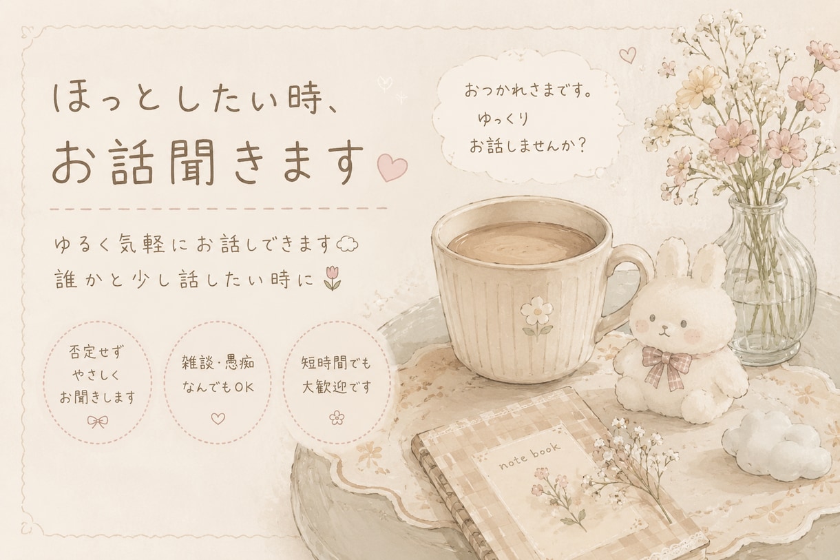 ほっとしたい時、お話聞きます 誰かと少し話したい時に　ほっとしたい時に気軽にどうぞ イメージ1