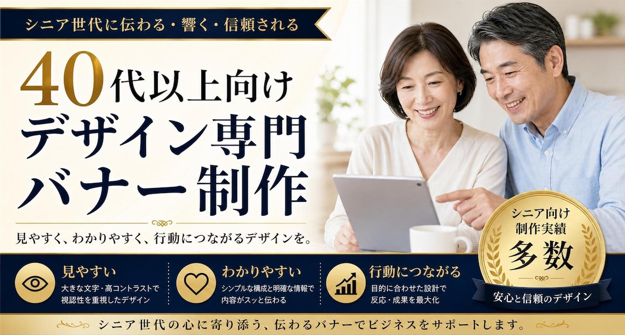 シニア向け訴求バナーを制作します デザイン歴20年以上×AI活用で見やすく伝わる広告へ イメージ1