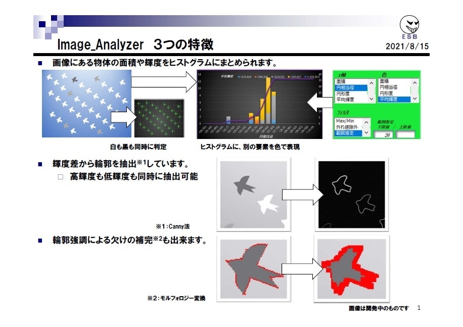画像に在る物体の面積や輝度を解析します ☆:;:;:;;特許出願実績ある技術力:;:;:;;:★ イメージ1