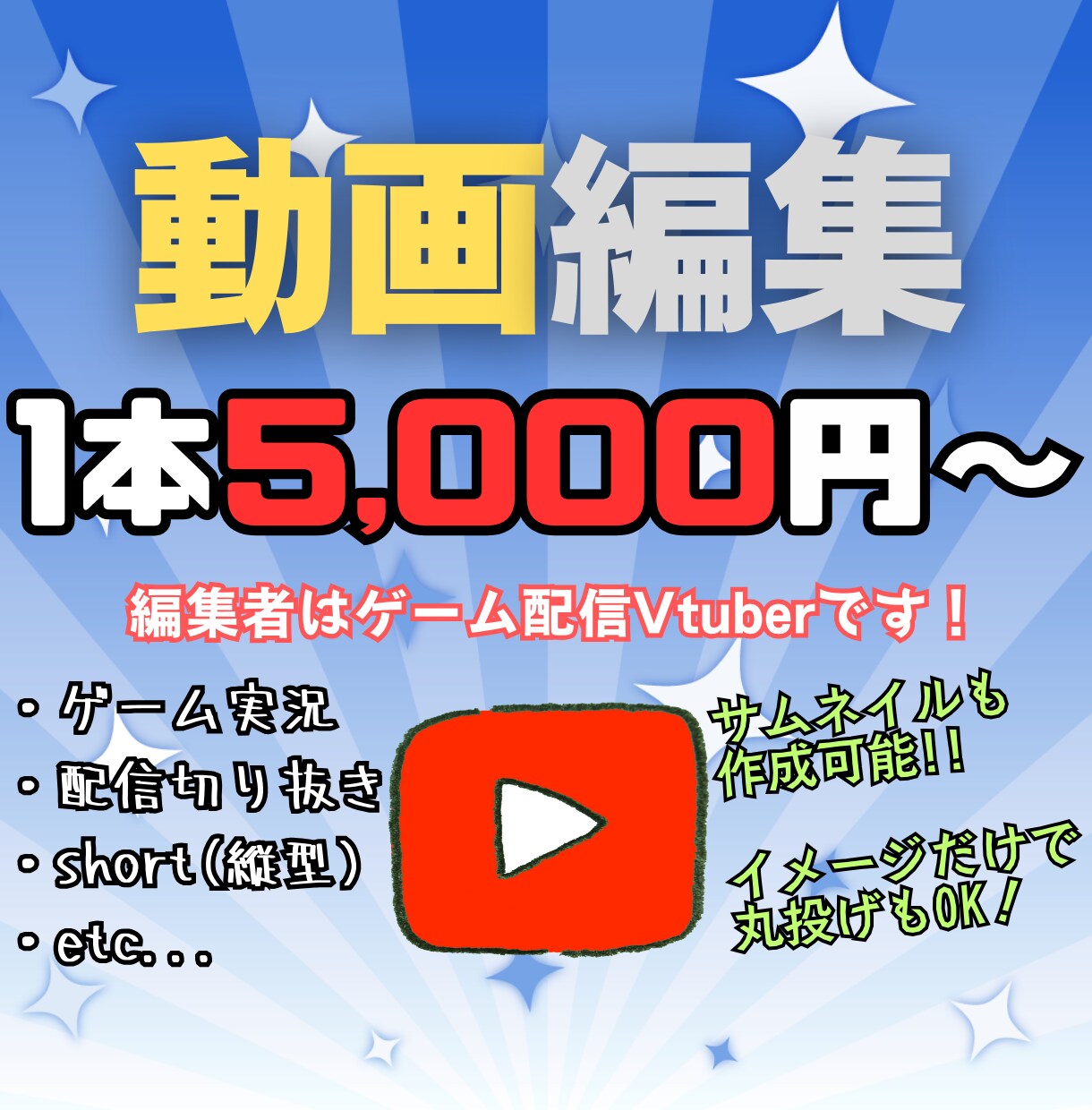 ゲーム配信Vtuberが動画編集致します ゲーム系をメインに様々なジャンルに対応可、shortも可能！ イメージ1