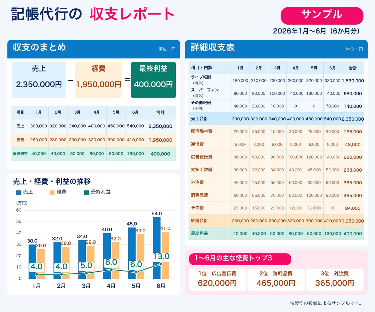 TikTokライバーさんの記帳代行します 会計歴26年！ドル報酬も経費もお任せ♪毎月の収支を見える化 イメージ3