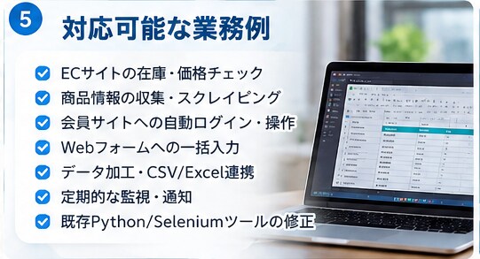 PythonでWeb作業を自動化します 面倒な定型作業を自動化し、作業時間とミスを減らします イメージ5