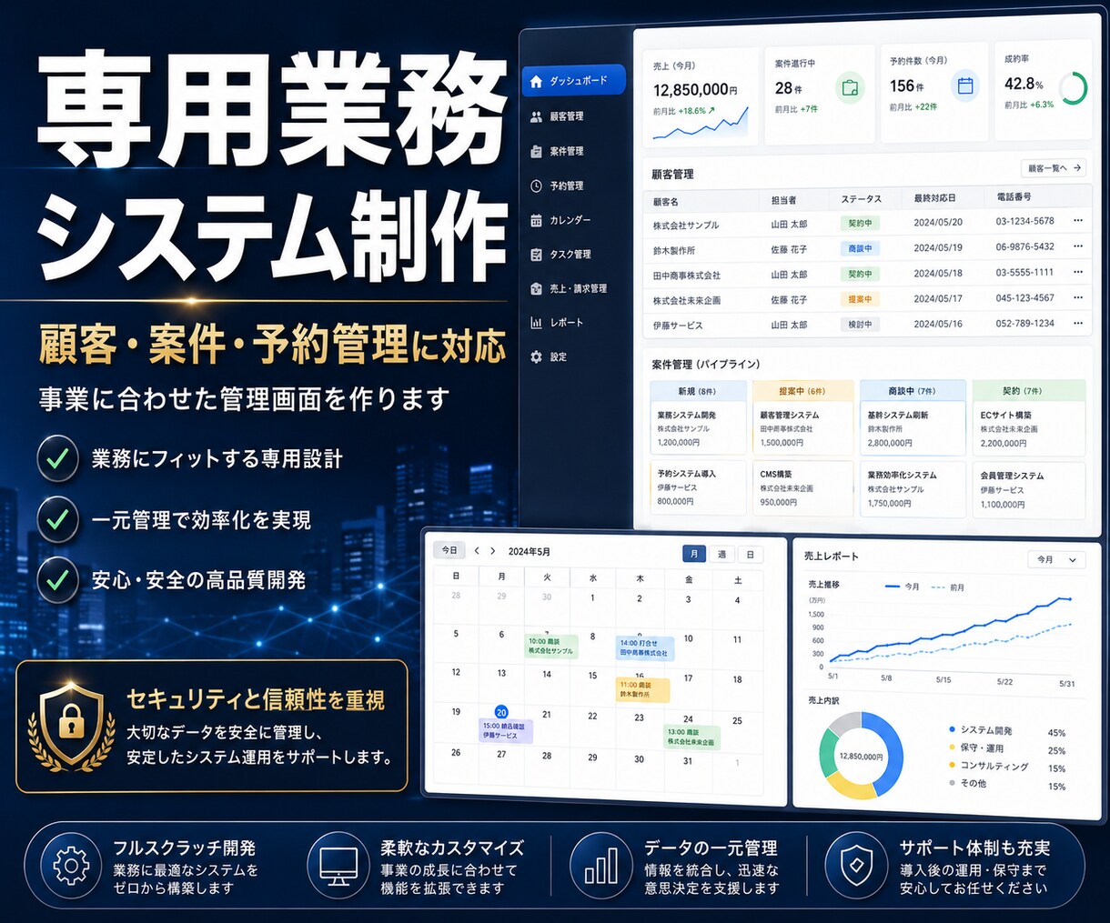 あなた専用の業務管理システムを作ります 顧客・案件・申込管理を専用システム化 イメージ1