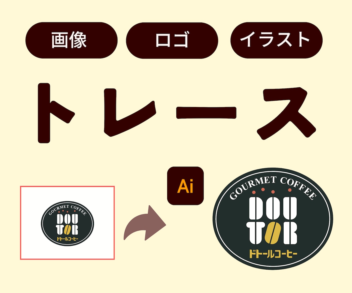 画像・ロゴをAiデータにトレースします あなたの画像を丁寧にトレースします！ イメージ1