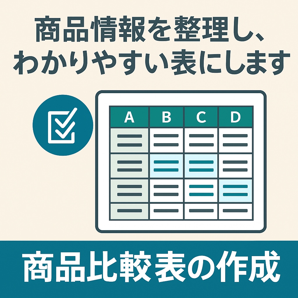 商品情報の比較表を作成します どれを選ぶ？を表にして解決します！ イメージ1