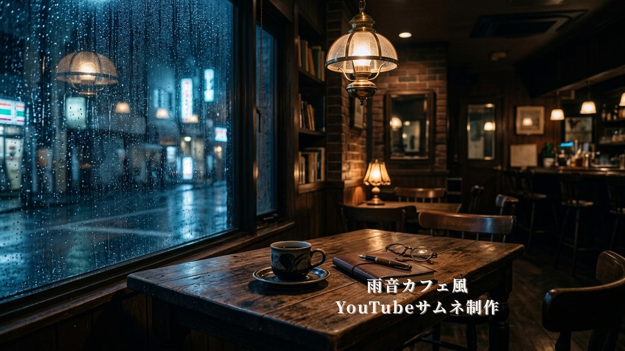 雨音カフェ風YouTubeサムネを作ります 毎週自分で作り続けているサムネイルを、あなたの動画にも イメージ1