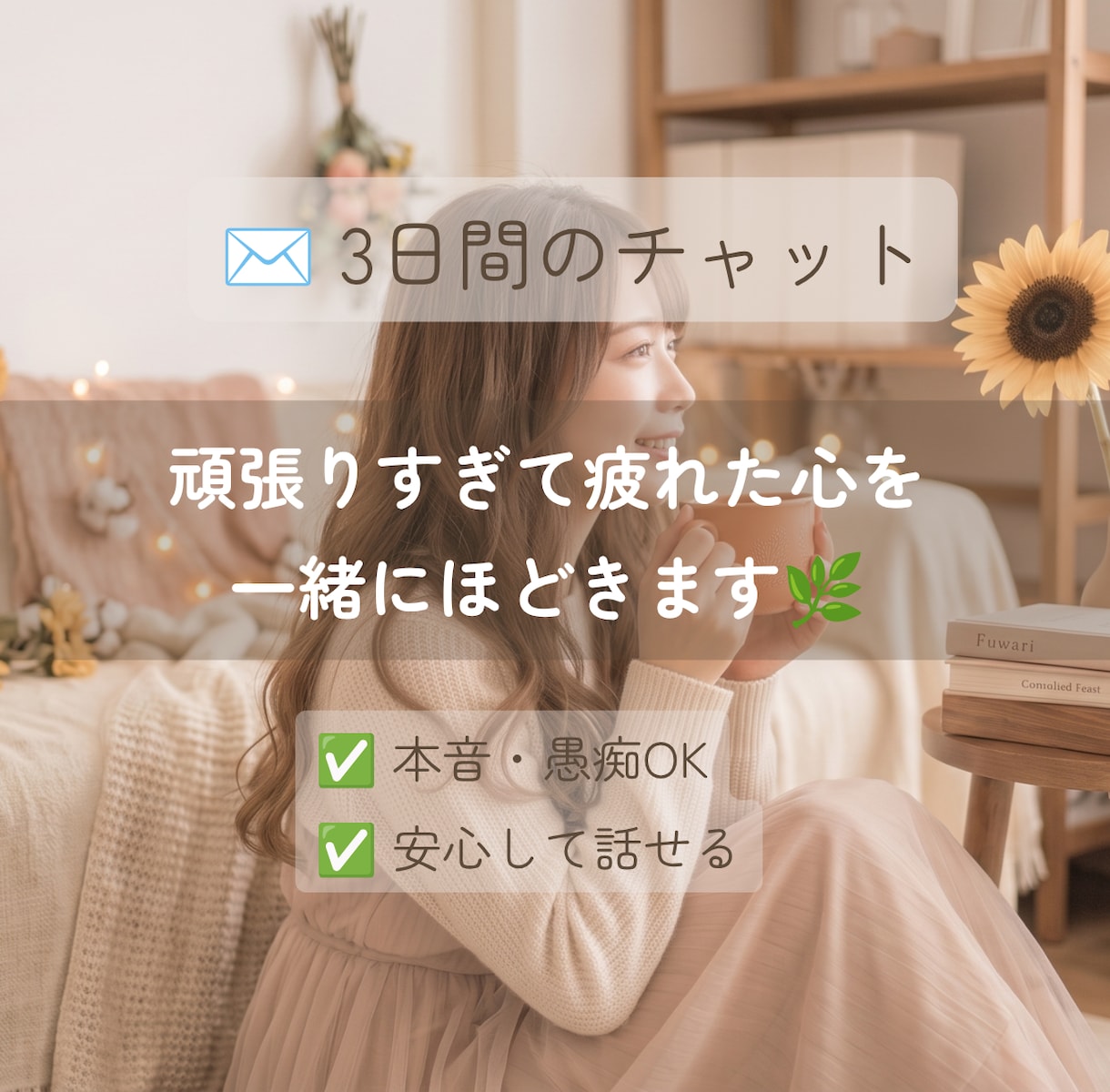 ひとりで抱え込むあなたに☘️3日間寄り添います 心がふわりと軽くなる時間をお届けします☕ イメージ1