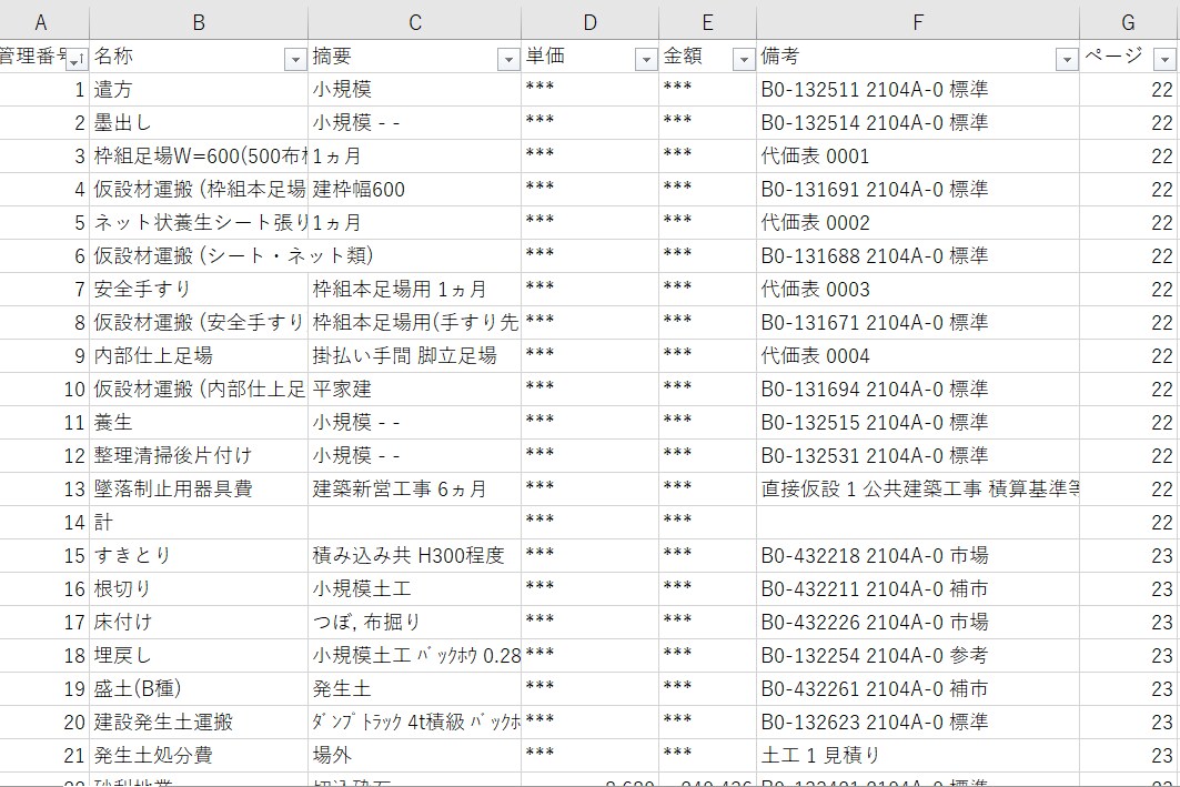 公共入札（工事）の積算精度を上げます RIBC形式の金入設計書をデータベース（Excel）にします イメージ1
