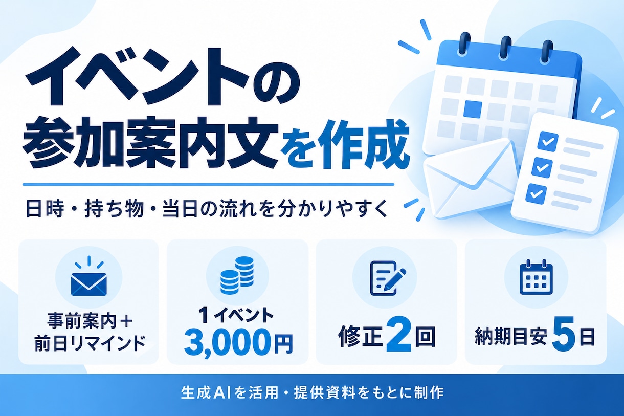 イベントの参加案内文を作成します 参加方法と当日の流れが伝わる案内文に イメージ1
