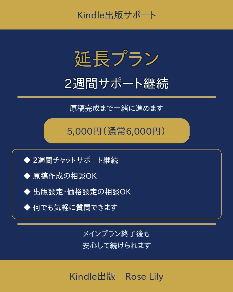 Kindle出版サポート延長プラン準備します 2週間チャットサポート継続・原稿完成まで一緒に進める イメージ1