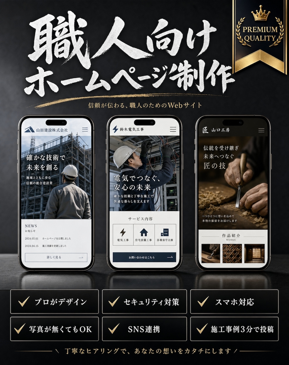 制作実績50社｜職人さんの集客に強いHP作ります 信頼が伝わり、仕事につながるホームページを。 イメージ2