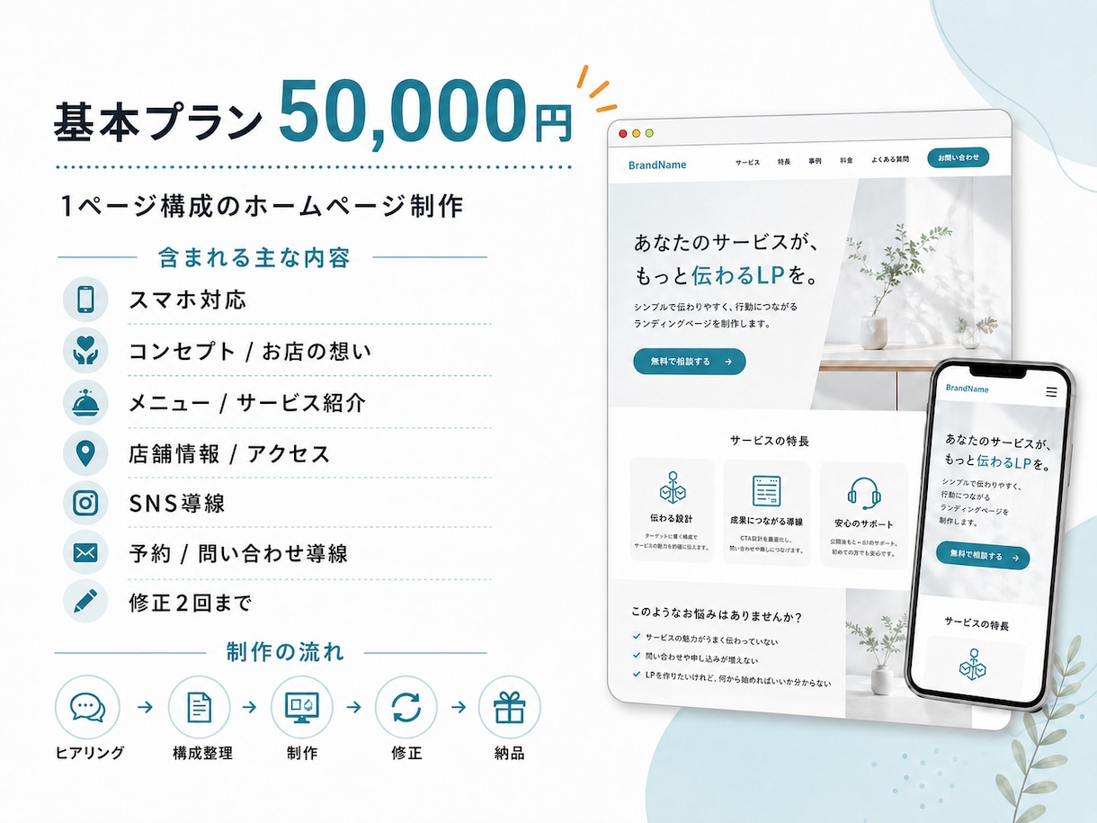 あなたのお店の魅力が伝わるHPを制作します 想いと世界観が伝わるやさしいホームページ イメージ4