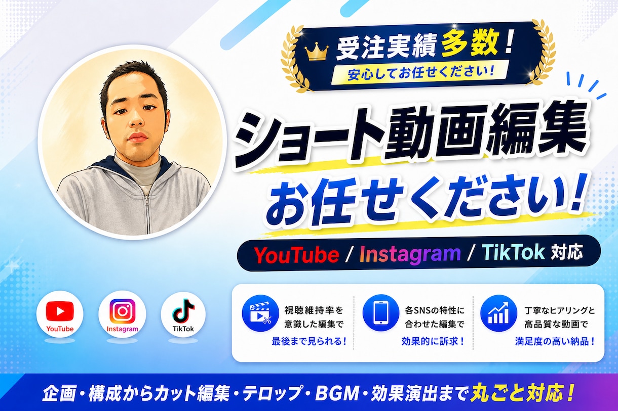 SNS動画お任せ！PRのお悩み解決します Yotube,Instagram,Tiktokなんでも！ イメージ1