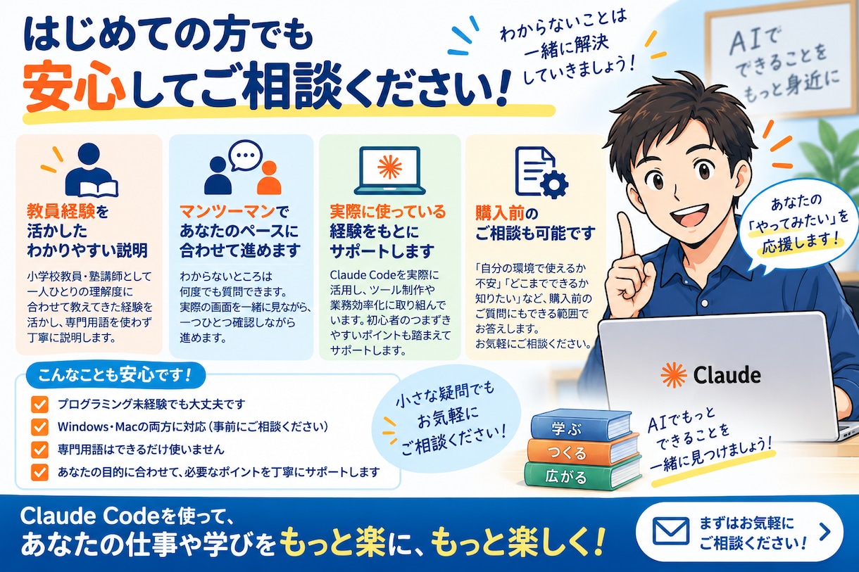 Claude Codeの導入・基本操作教えます 初心者歓迎！初期設定から最初のAI操作まで一緒に進めます イメージ4