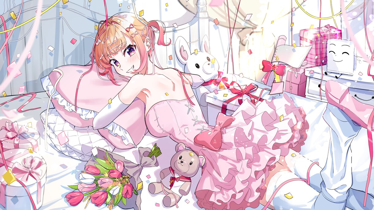 かわいくて色鮮やかなイラスト作成します 美少女キャラ、背景込みの一枚絵、サムネイル、など イメージ6