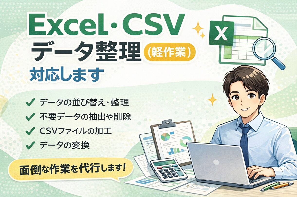 Excel・CSVデータ整理します ExcelやCSVのデータ作業を代行します イメージ1