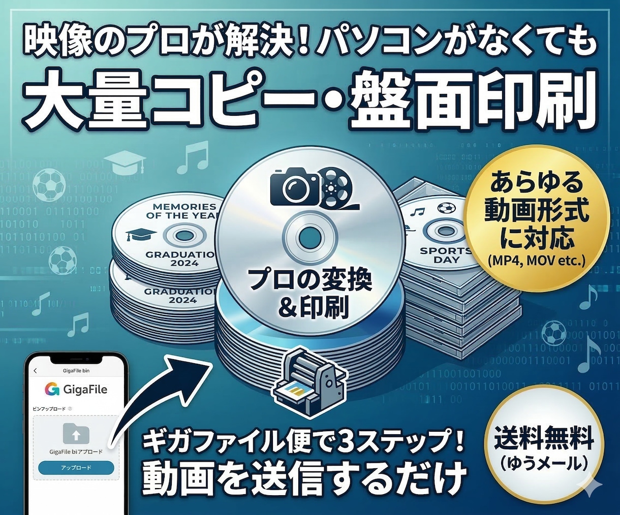 スマホ動画OK！最短即日発送でDVD/BD化します ～発表会・卒団式・記念品に／大量コピー・盤面印刷対応～ イメージ3