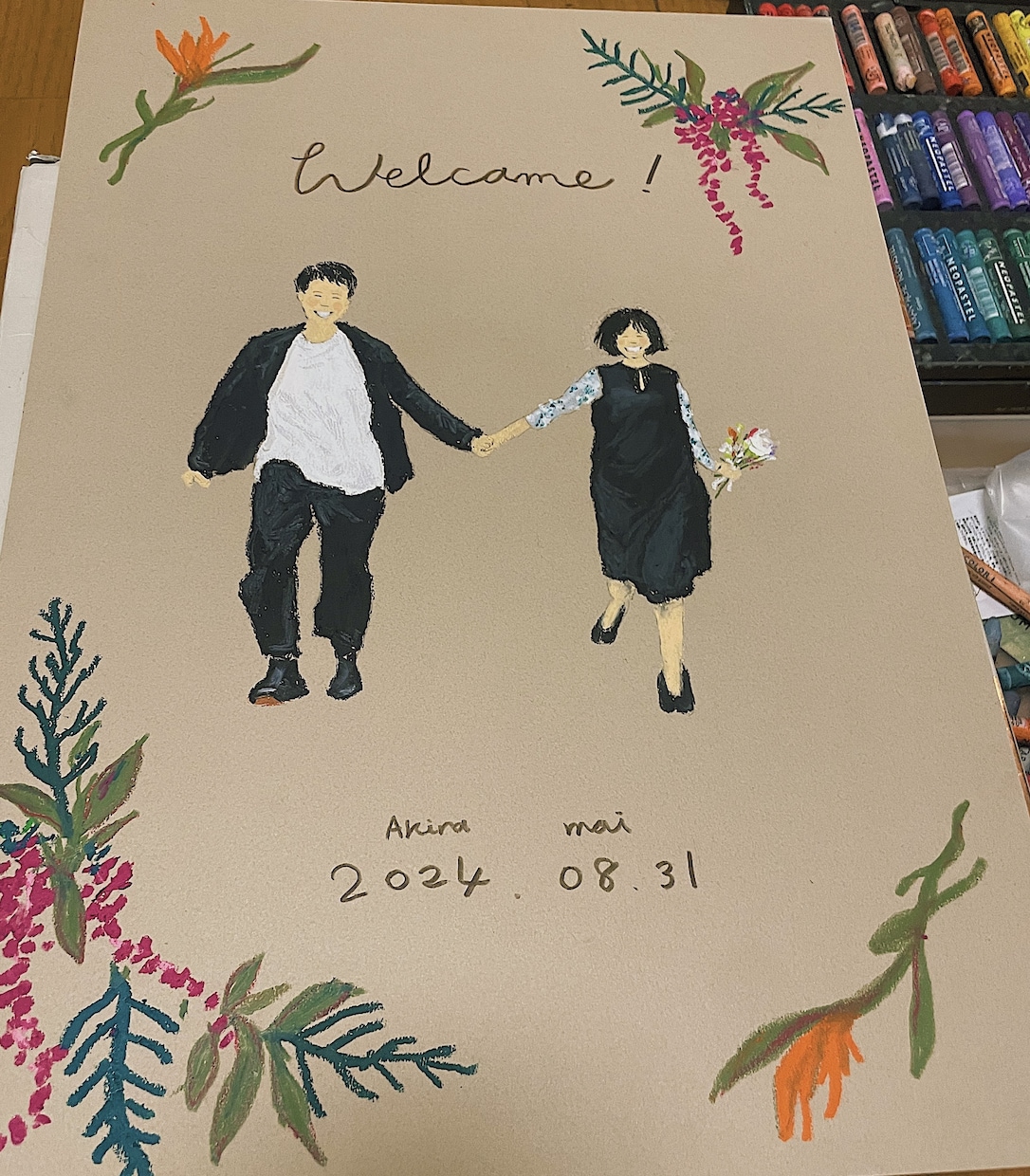 クレヨンタッチで温かなウェルカムボードを作ります 温かみのあるウェルカムボード/データ化もできます☺︎ イメージ1