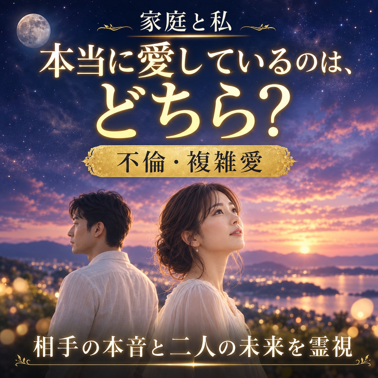 不倫・複雑愛に隠れた本音と二人の未来を霊視します 家庭への気持ち・離れられない理由・二人の行方を読み解きます イメージ1
