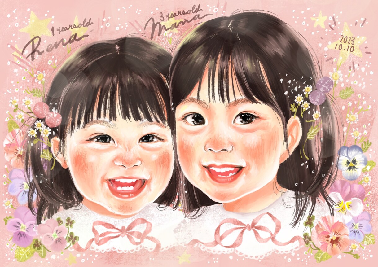 あたたかみのある似顔絵を描きます キラキラしたなんだかときめく、そんな似顔絵を目指しています。 イメージ4