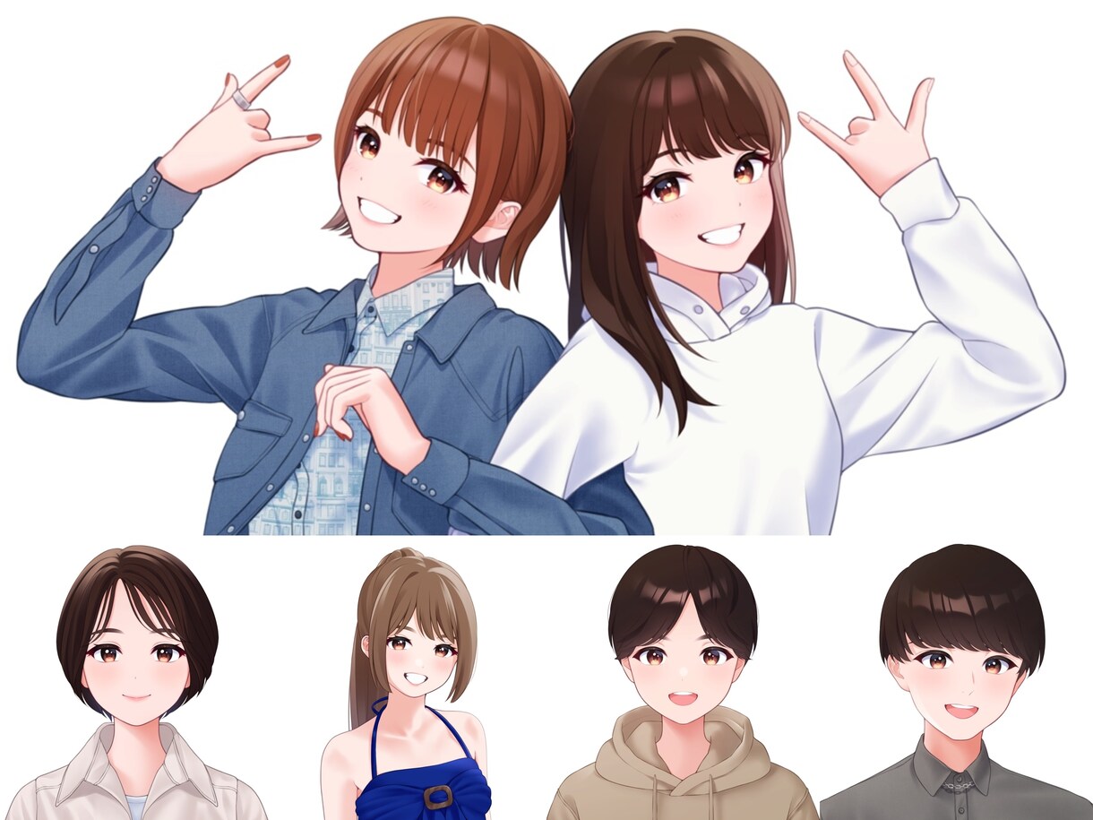 写真や文章から華やかな似顔絵を制作いたします CDジャケットのイラスト担当経験あり♪ イメージ2