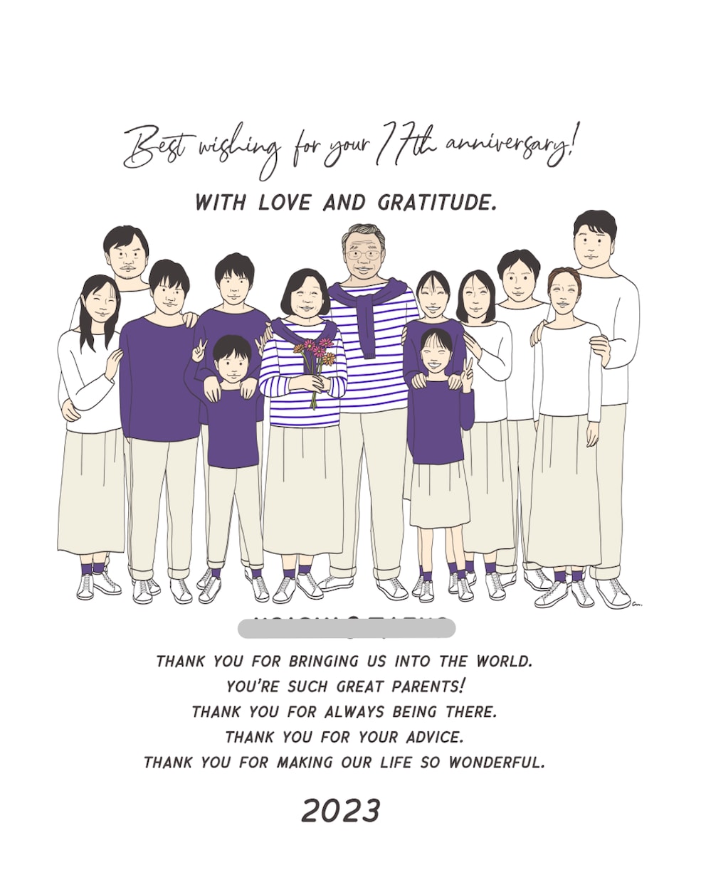 誕生日・還暦祝いに。似顔絵イラスト制作します 古希、傘寿祝い等へのメッセージへの変更も承っております イメージ9