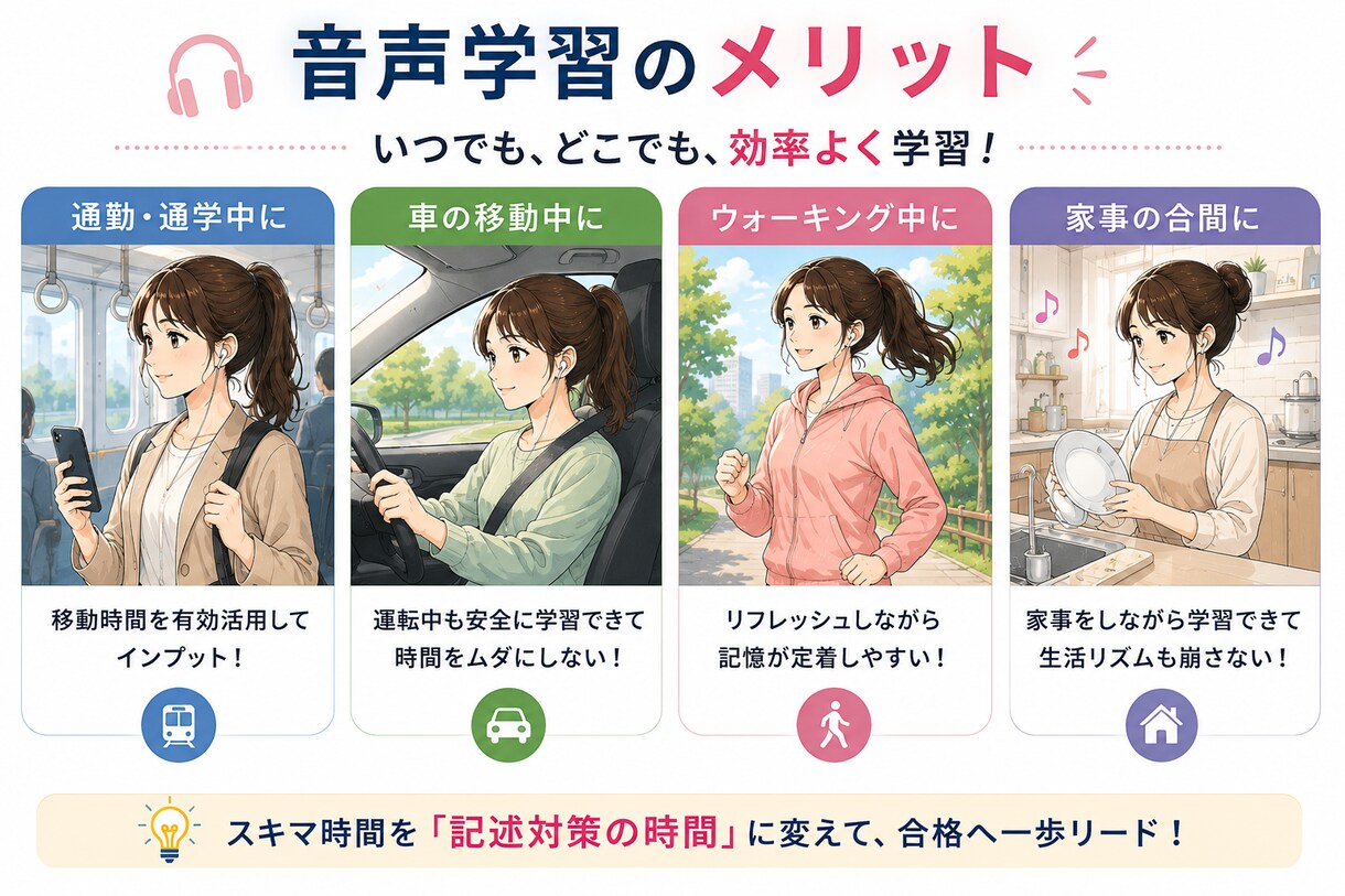 一級建築士製図試験の記述課題を音声教材にします あなたが今学習している記述問題を、いつでも聴ける音声教材に！ イメージ3
