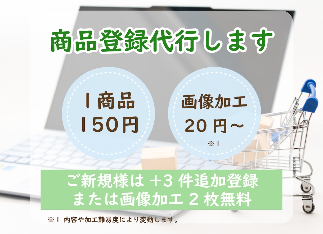 ネットショップへの商品登録をお受けします 20件～、お気軽にご相談下さい。 イメージ1