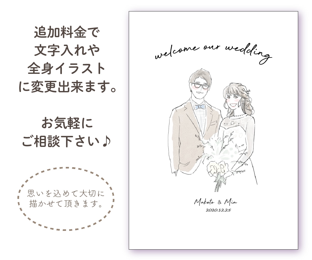 修正無制限！思い出に残るウェルカムボードを描きます シンプルタッチで優しい色合い♬追加料金で即納品可能です♩ イメージ4