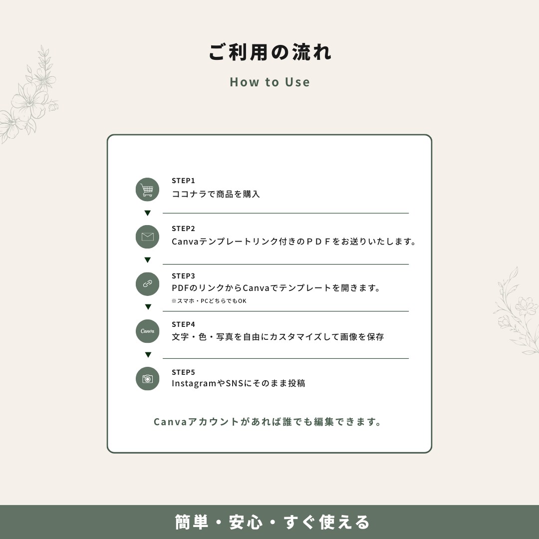 美容室・サロン向けインスタ時短テンプレを提供します 【ナチュラルテイスト】5枚セット|簡単編集でサクッと投稿 イメージ9
