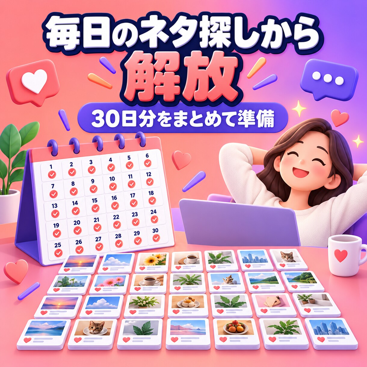 SNS投稿を30日分まとめて作ります X・Threads・Instagram用にまとめて作成 イメージ2