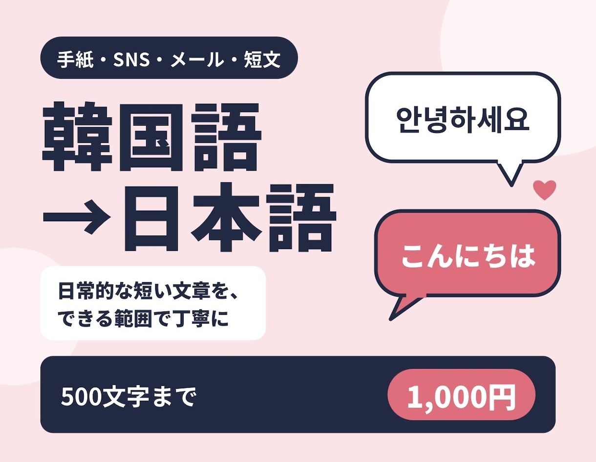 韓国語→日本語｜手紙・SNS等を丁寧に翻訳します 韓国語→日本語｜手紙・SNS・メールを丁寧に翻訳 イメージ1