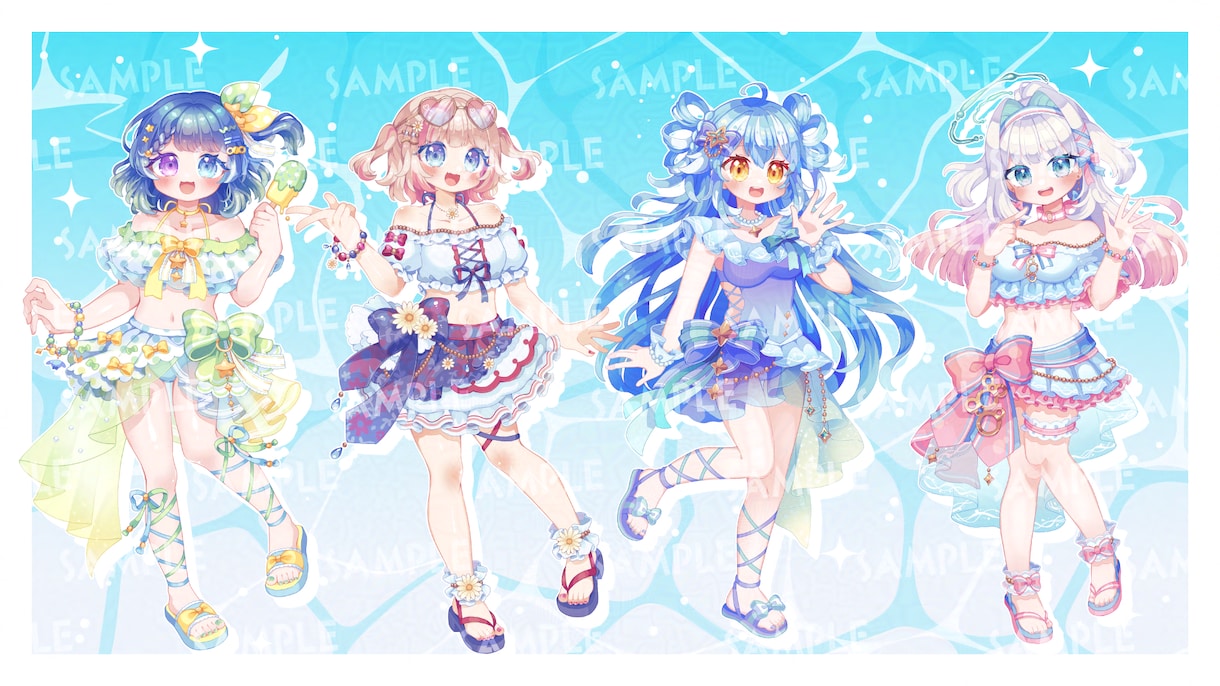IRIAM向けキラキラかわいい水着立ち絵描きます 海開きイベント・ver3対応可能！ イメージ2
