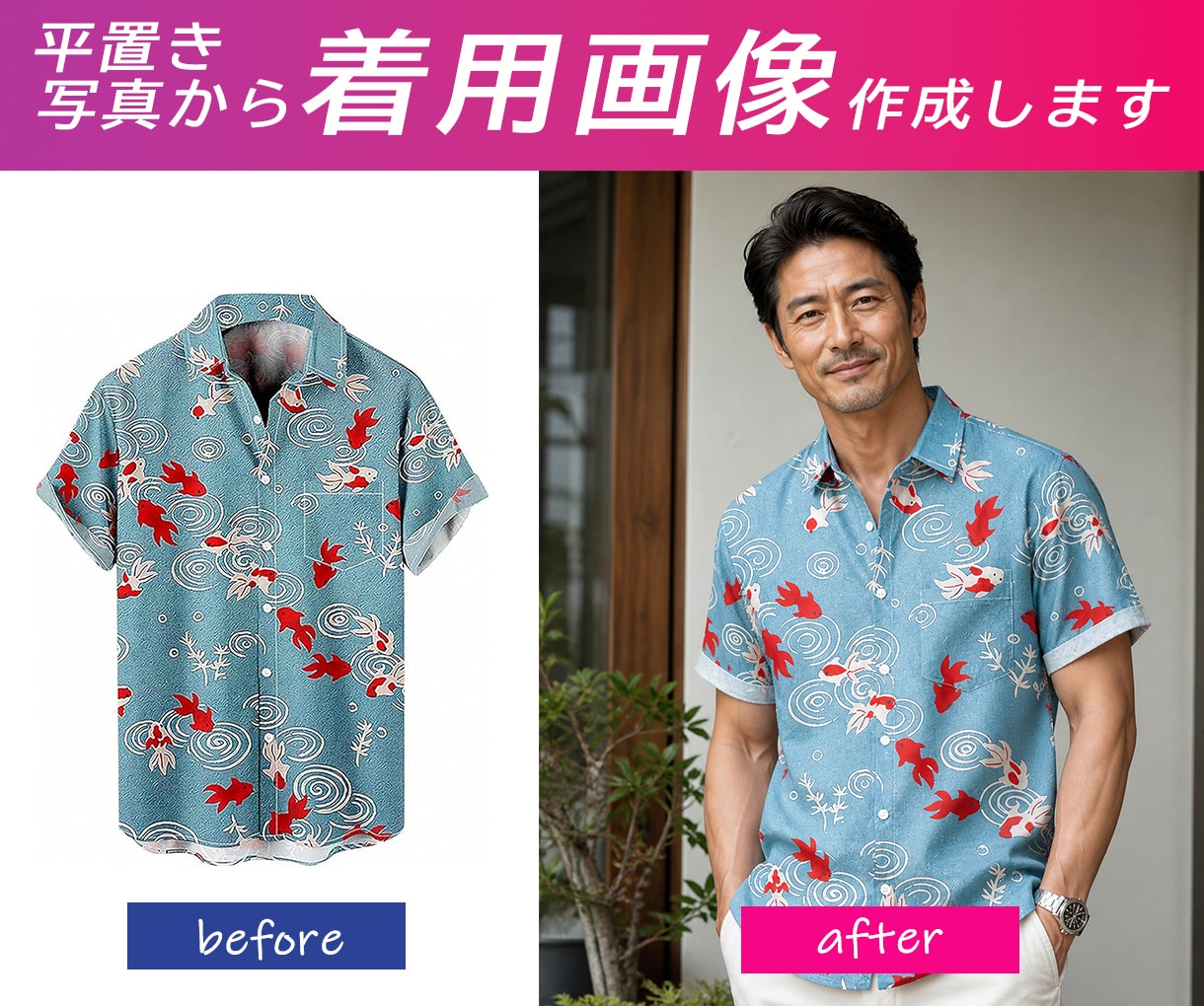 平置き写真から着用画像を作成します 商品の平置き写真だけでモデル着用写真の作成をします イメージ1