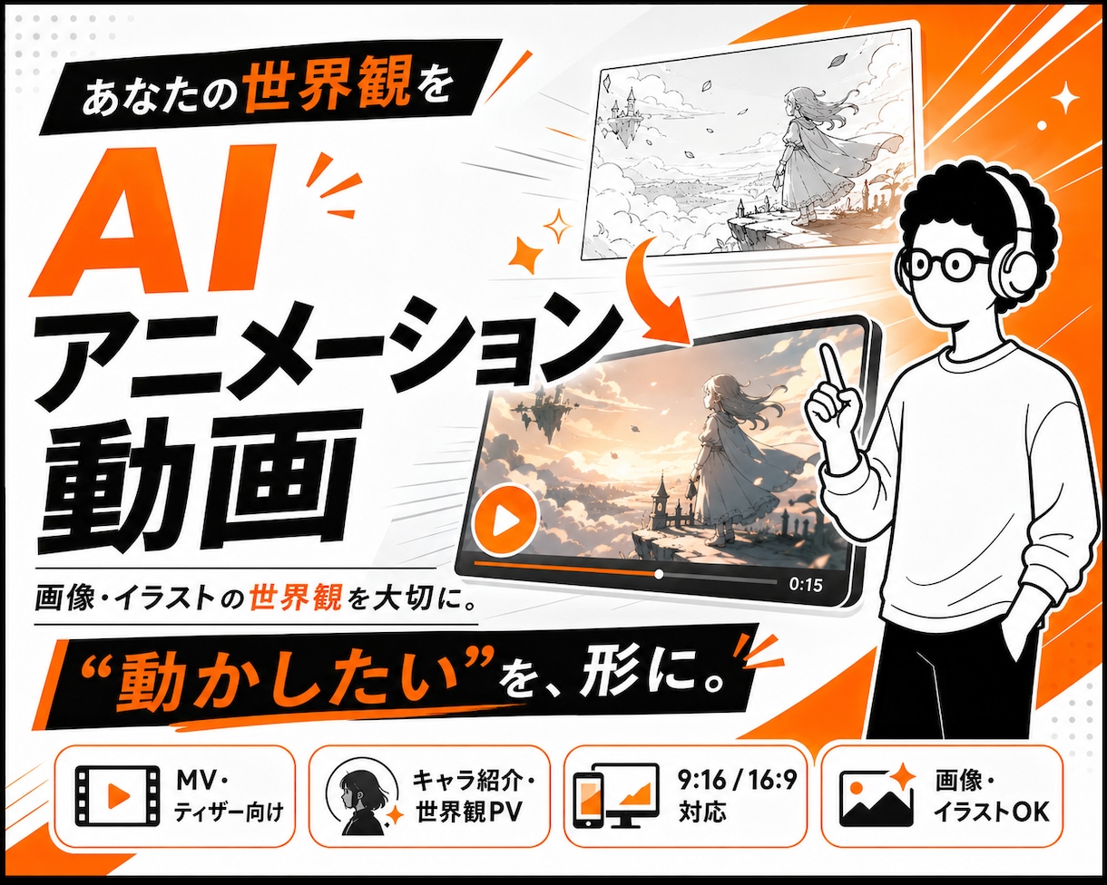 あなたの世界観をAIアニメーション動画にします 画像、イラストの世界観を大切に イメージ1