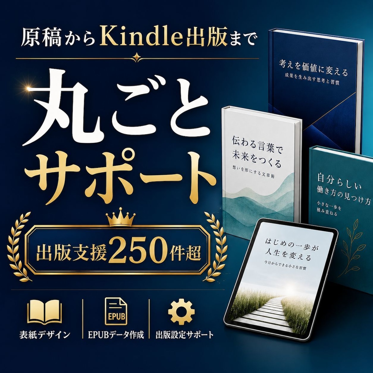 原稿からKindle電子書籍を丸ごと出版代行します 出版支援250件超｜表紙・EPUB・出版設定まで対応 イメージ1