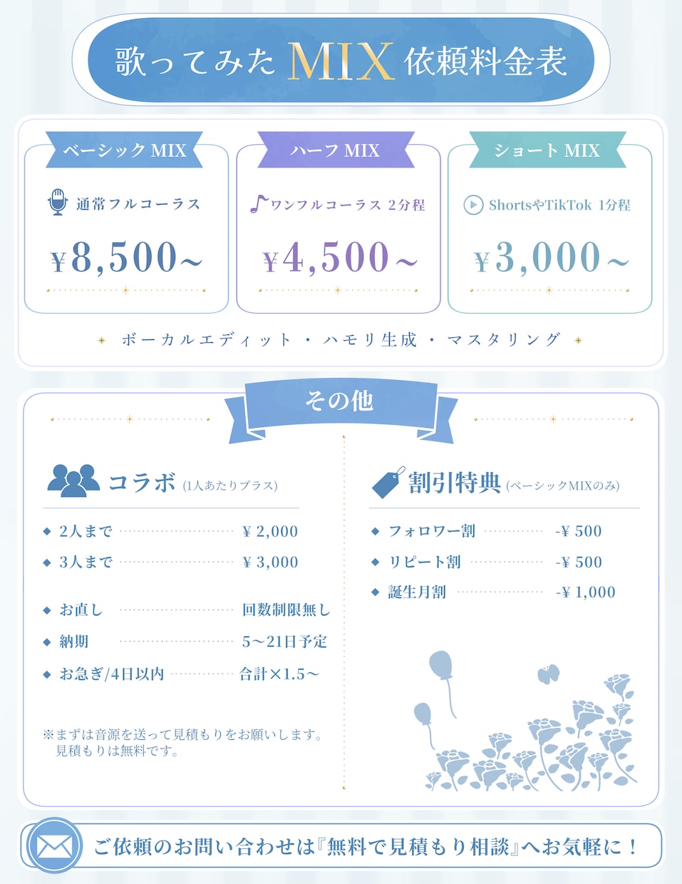 歌ってみたMIX！高品質に仕上げます 見積もりしましょう！【各種割引有り！】 イメージ1