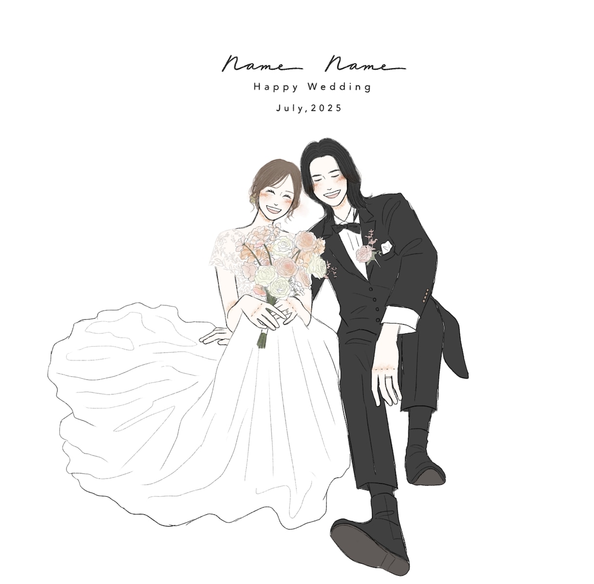 即対応◎！ゆる〜い大人可愛いウェディング描きます ウェルカムボード・結婚式アイテム・プレゼント・記念にも イメージ1