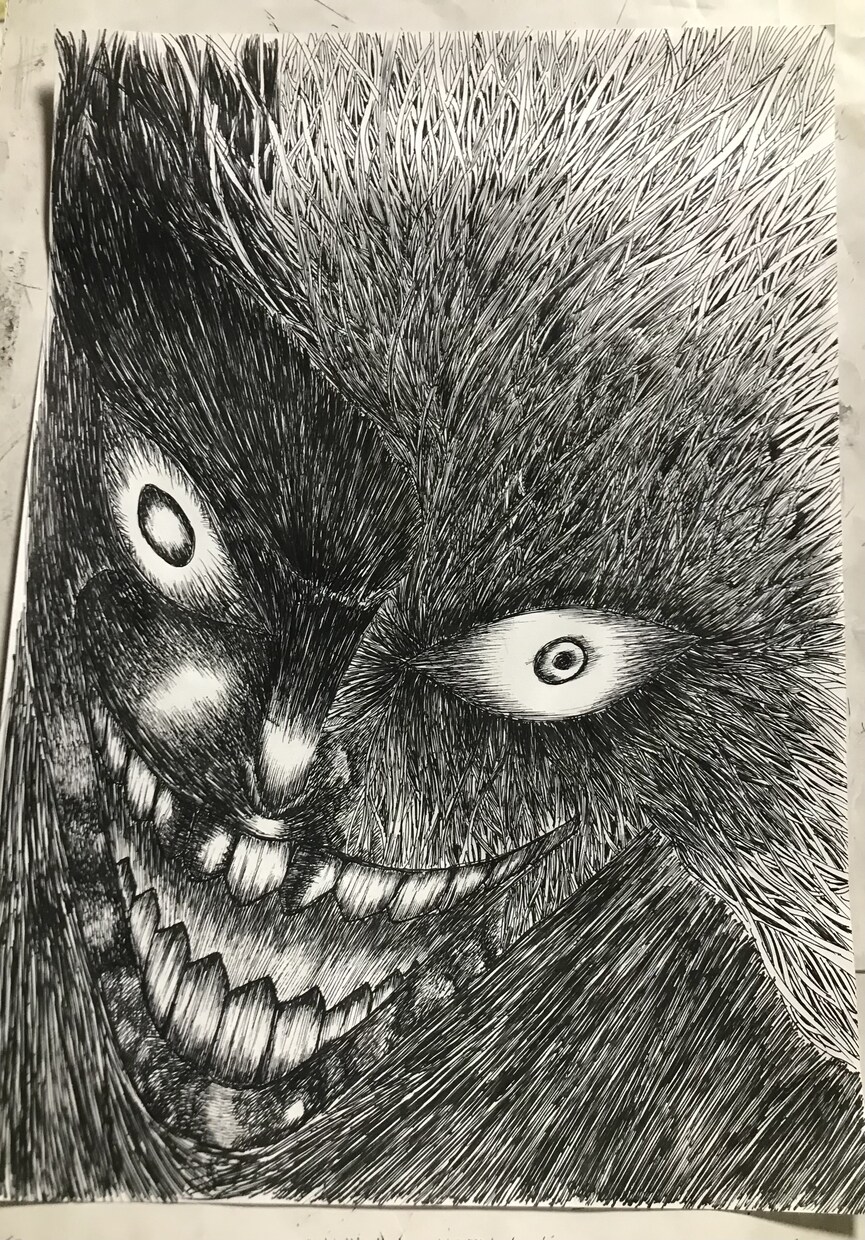 迫力のあるペン画一枚絵描きます 怒りや負の感情が沸き立つような絵を欲する方、御刮目 イメージ3