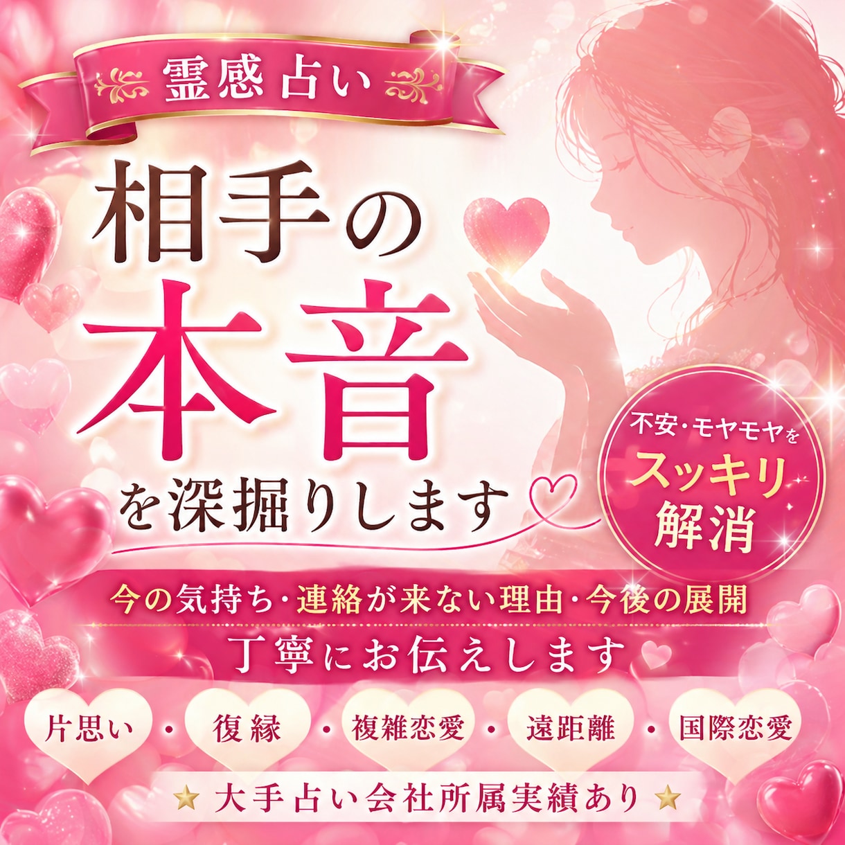霊感占い☆あの人の本音を深掘ります 不安・モヤモヤをスッキリ解消します⭐︎大手所属実績あり イメージ1