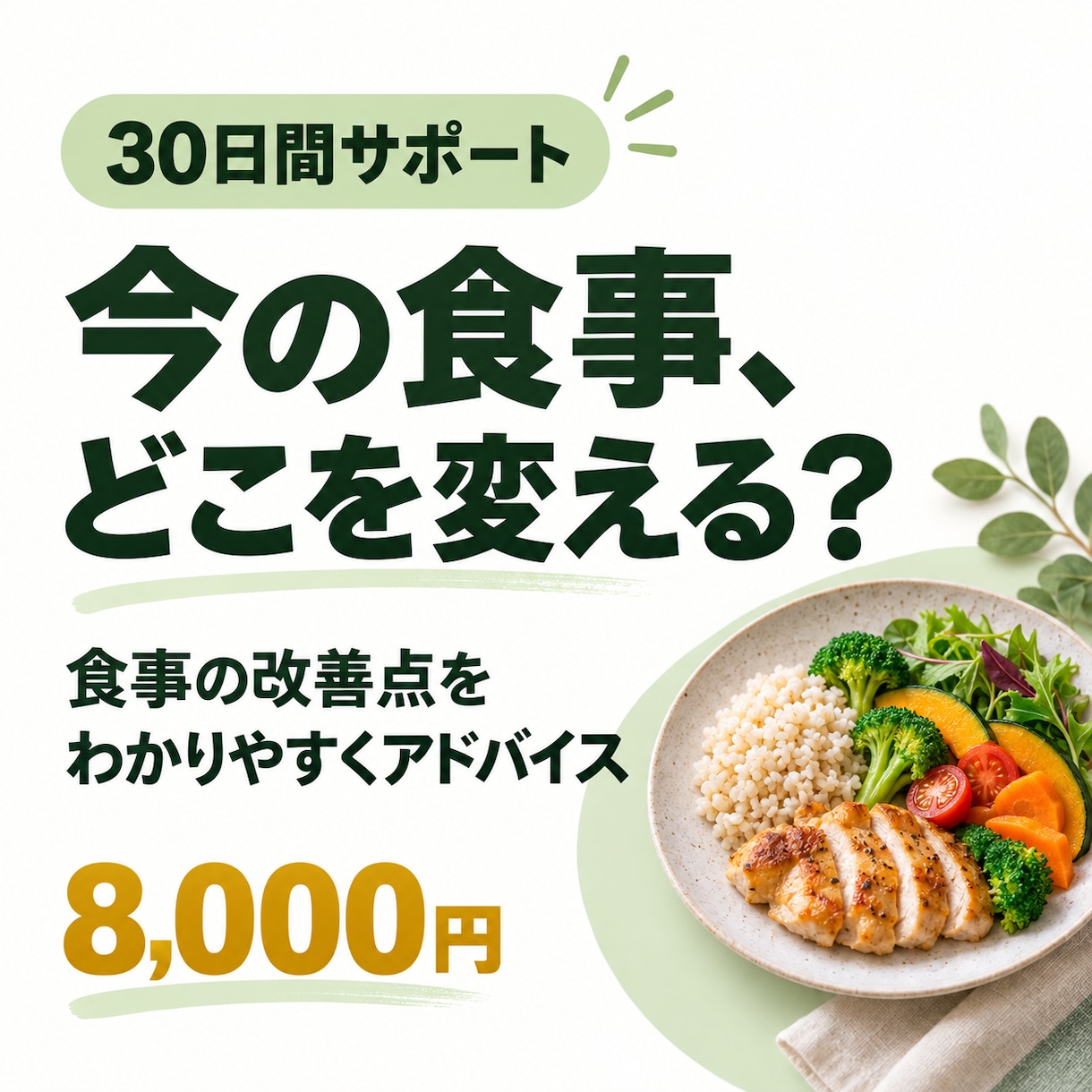 食事改善で30日間ダイエットをサポートします 食事の振り返り8回＋質問対応で、あなたに合う習慣づくり イメージ1
