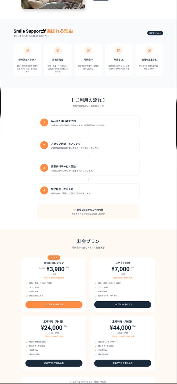 家事代行LPテンプレ(Figma)販売します 予約が取れる構成設計　そのまま使えるLP設計 イメージ6