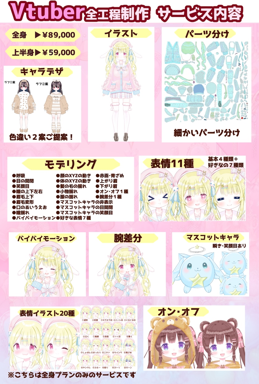 ふわふわカワイイVtuber★全工程制作します キャラデザ・イラスト・モデリングまで全部！可愛いならお任せを イメージ2