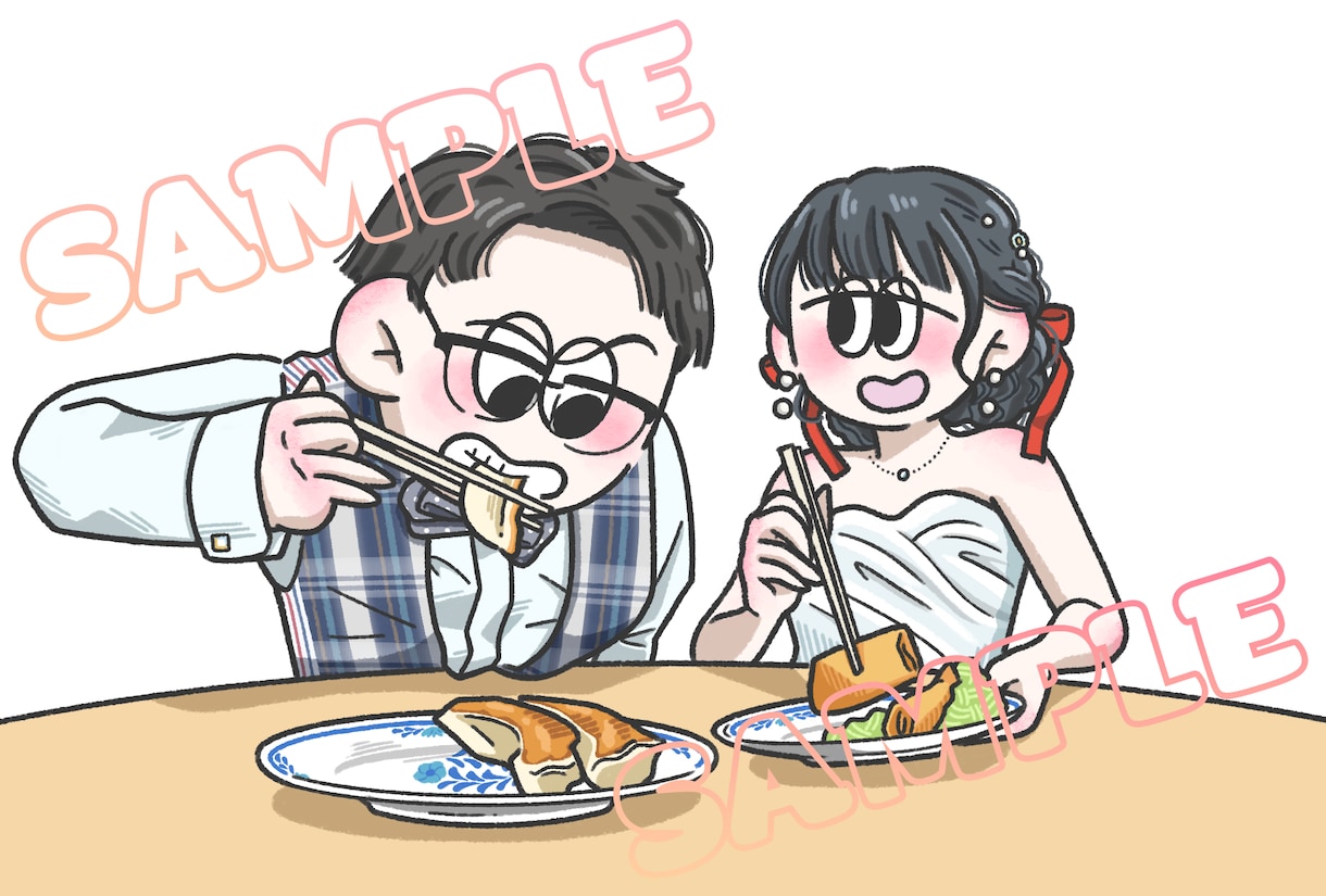 けだる目で個性的なウェディングイラスト描きます 特別な日に2人の“好き”を詰め込んだウェディングアイテム イメージ5